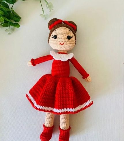 Kırmızı Şirin Bebek Amigurumi Oyuncak