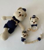 Lacivert Aloha Ayıcık Üçlü Set Amigurumi