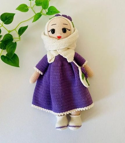 Mor Aden Tesettürlü Bebek Amigurumi