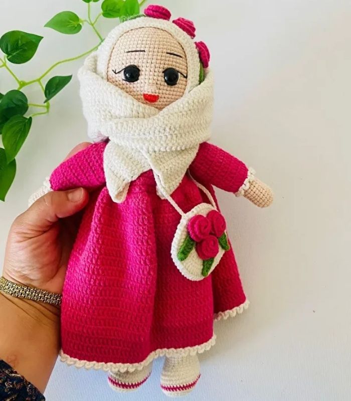 Pembe Aden Tesettürlü Bebek Amigurumi