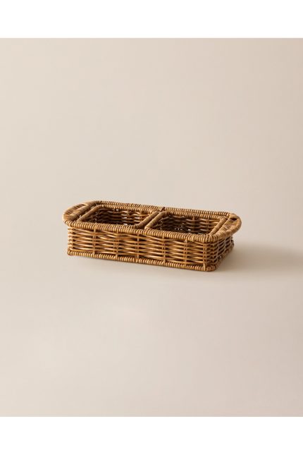 Madame Coco Noir Rattan Organizer Natural Cam Malzemeden Tek Parça Sofra Mutfak Gereçleri